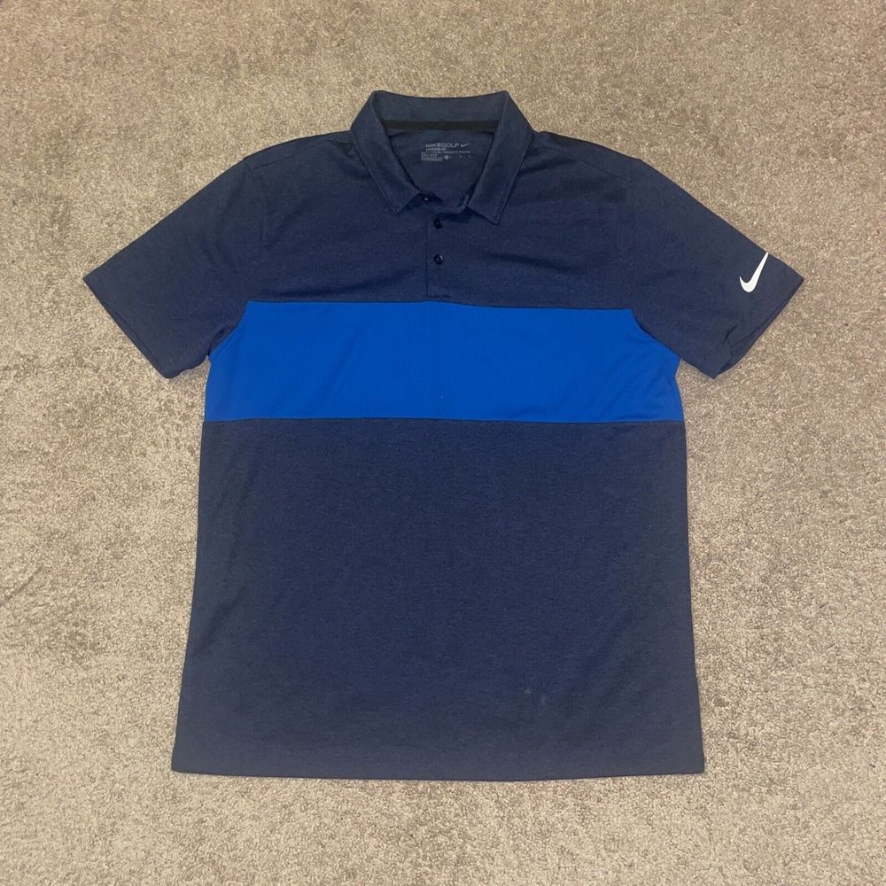 Nike Golf Polo Shirt Drifit Mens Navy Blue Short Sleeve Performance Size Large